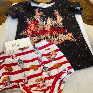 Kids 5/6. Chick-fil-A bummie outfit